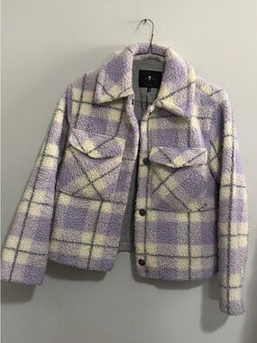 Purple plaid Sherpa 7 for all man kind coat